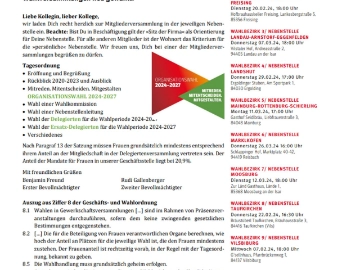 Uebersicht Nebenstellenversammlungen