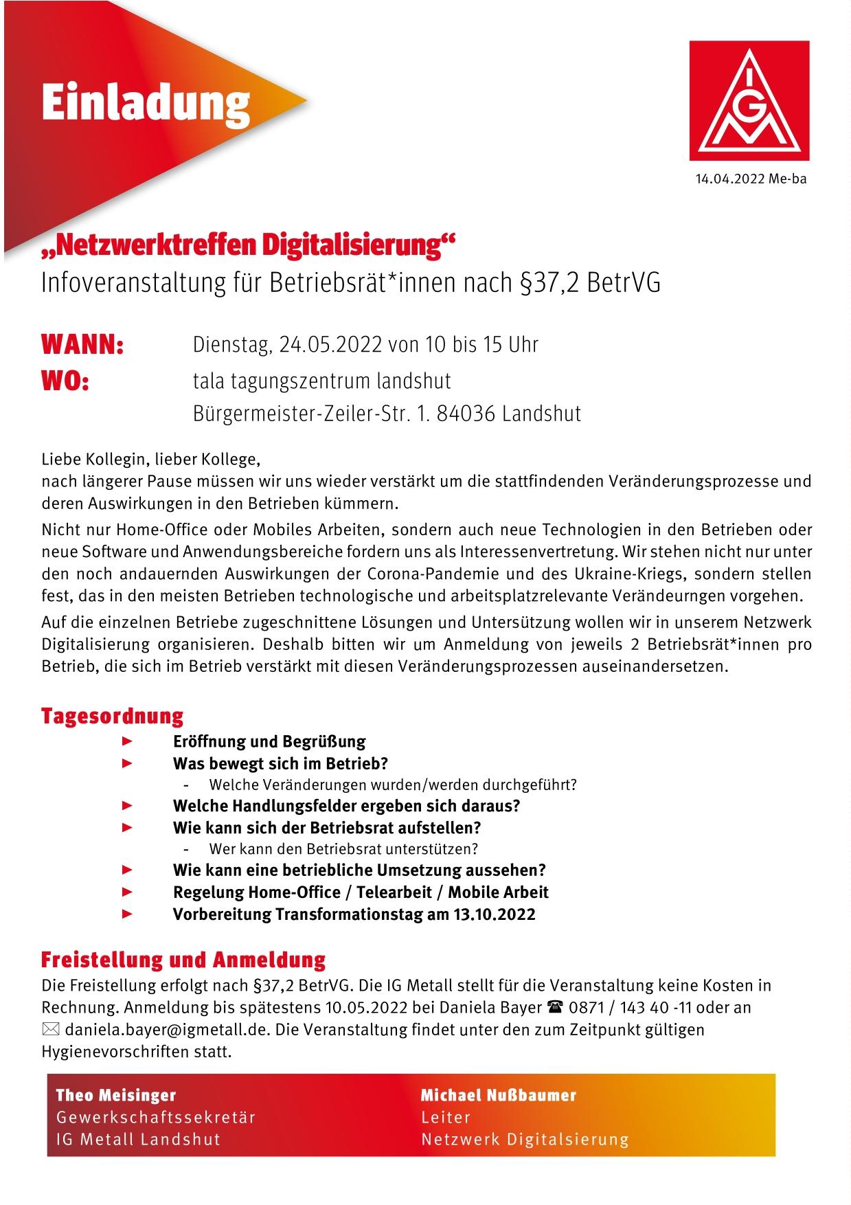 Einladung Netzwerk Digitalisierung